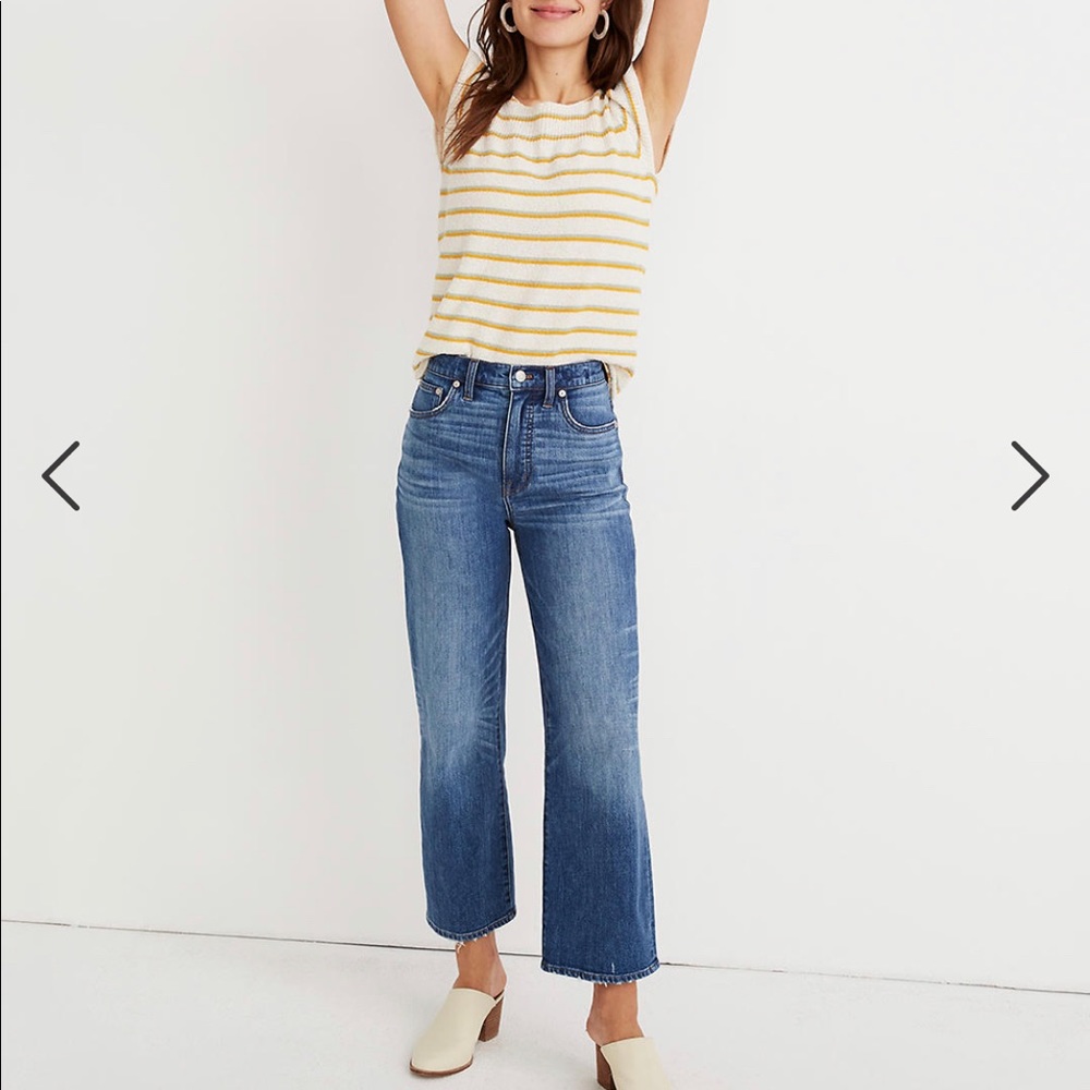 petite madewell slim wide-leg crop denim jeans size 26